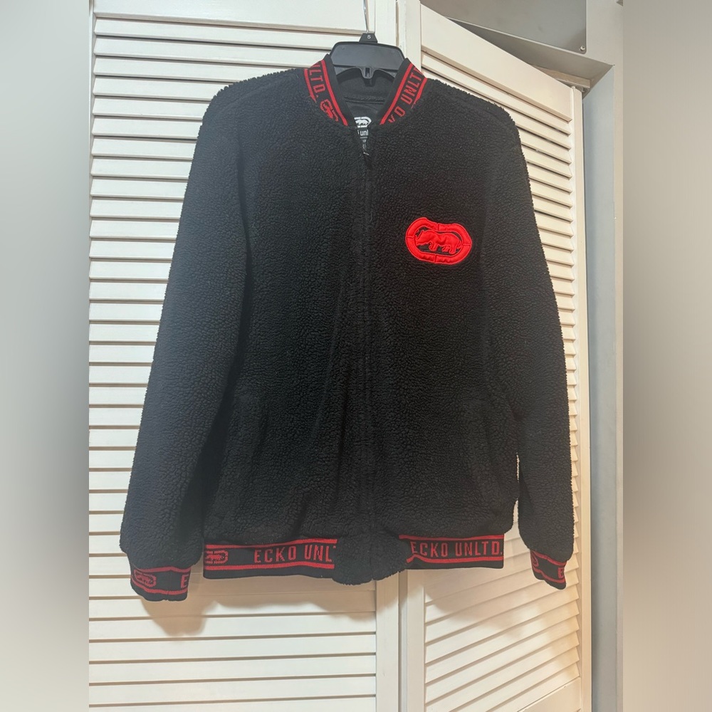 Ecko UNLTD Jacket Adult Full Zip Jacket Hip Hop Black Red Size S
